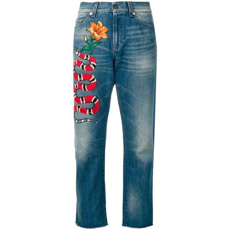 gucci flower denim jeans|gucci jeans with snake.